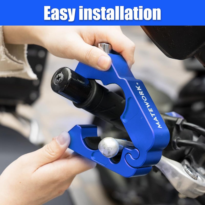 Matework Motorcycle Lock Anti Theft Heavy Duty, Motorcycle Handlebar with Helmet Lock, Universal Motorcycle Blue - Image 4